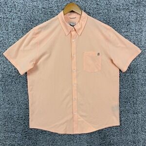 Huk Fishing Shirt Mens XL Salmon Performance Stretch Button Down Short Sleeve